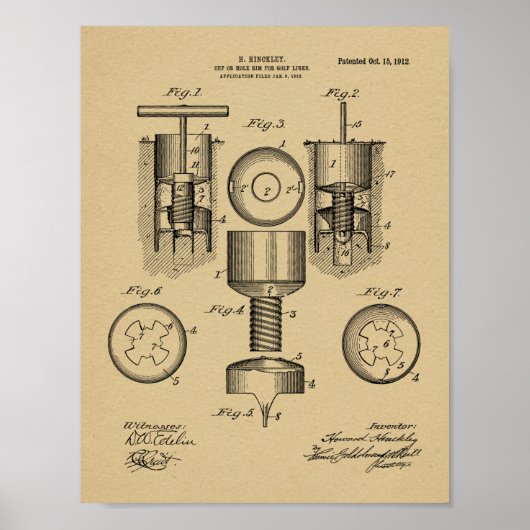 1912 Golf Cup Loch Design Patent Art Print Poster (Vorne)