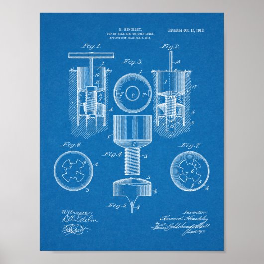 1912 Golf Cup Loch Design Patent Art Print Poster (Vorne)