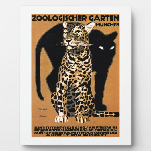 1912 Ludwig Hohlwein Leopard Münchner Zoo Poster Fotoplatte (Vorderseite)