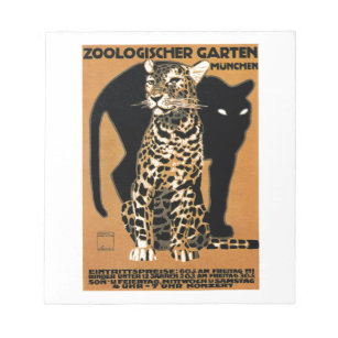 1912 Ludwig Hohlwein Leopard Münchner Zoo Poster Notizblock