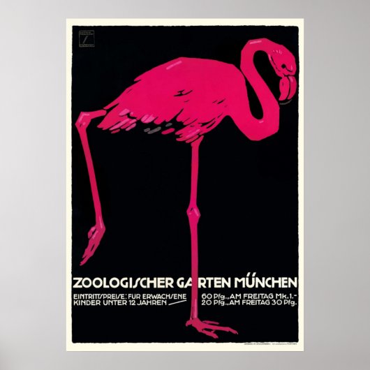 1912 Ludwig Hohlwein Zoo Flamingo Poster (Vorne)
