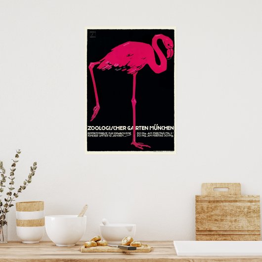 1912 Ludwig Hohlwein Zoo Flamingo Poster (Küche)