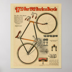 1912 Peerless Fahrrad Farb Anzeige Kunst Druck Poster