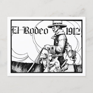 1912 Rodeo Cowboy Country Western Art Postkarte