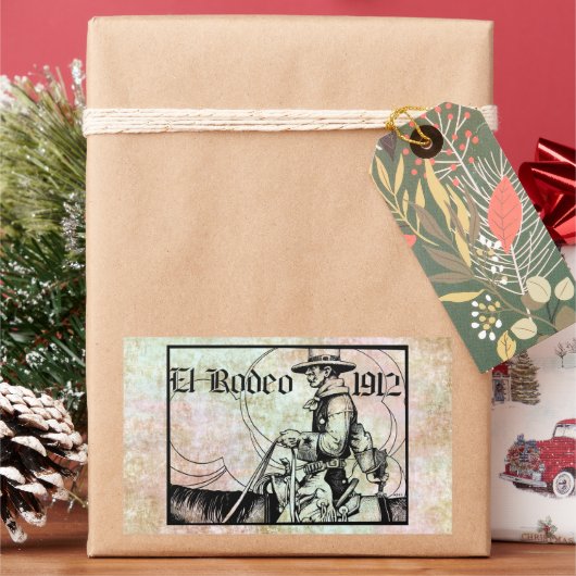 1912 Rodeo Cowboy Country Western Art Rechteckiger Aufkleber (Feiertag)