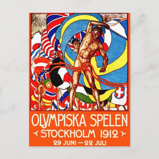 1912 Sommer-Olympia (Vintages Sportplakat) ~ Postkarte (Vorderseite)