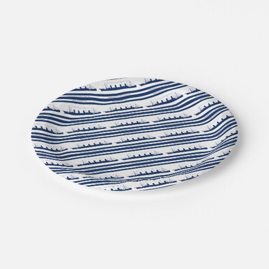 1912 titanischer blauer Streifen 5 Pappteller (Schrägansicht)