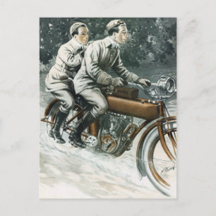 1912 Vintage Motorrad-Illustration Postkarte