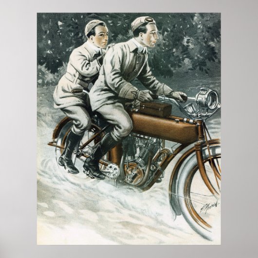 1912 Vintages Motorrad-Illustrations-Poster Poster (Vorne)