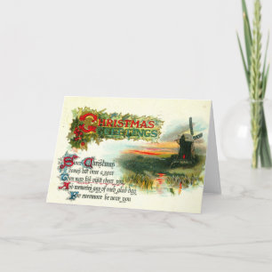 1912 Weihnachtsgrüße Windmill Feiertagskarte