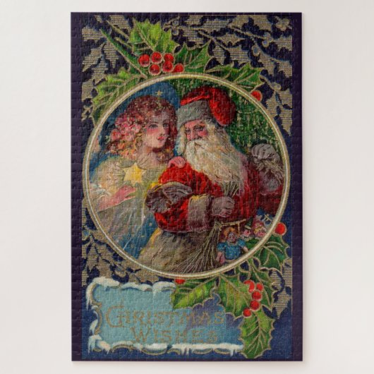 1912 Weihnachtsmann und Sternengel Weihnachten Puzzle (Vertikal)