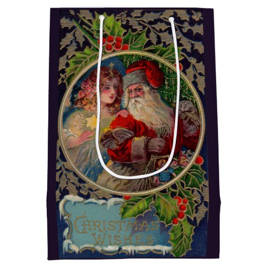 1912 Weihnachtsmann und Sternengel Weihnachtsdruck Mittlere Geschenktüte (Rückseite)