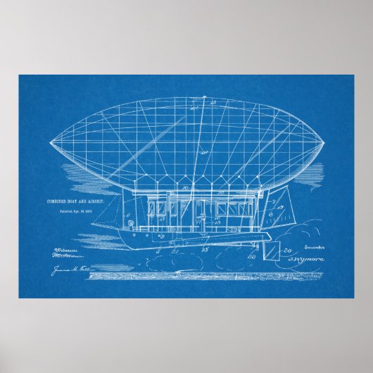 1912 Zeichnend Flugzeugpatent für Boote Poster (Vorne)