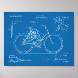 1913 Bicycle Transmission Design Patent Art Print Poster