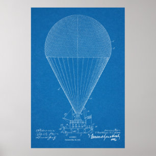 1913 Boot Luftschiff Flugzeug Patent Kunstzeichnun Poster