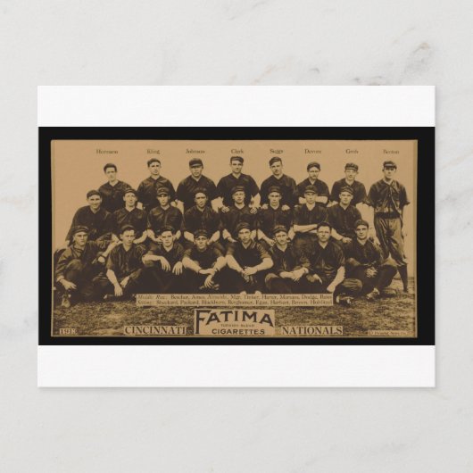 1913 Cincinnati Reds Fatima Tobacco Card Print Postkarte (Vorderseite)