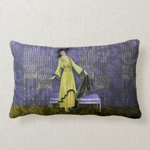 1913 LUXE: VINTAGE MODE, Chartreuse, Singrün Lendenkissen