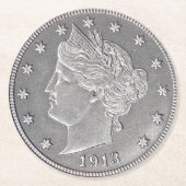 1913 Nickel-Papier-Untersetzer mit dem Leiter der Runder Pappuntersetzer (Vorderseite)