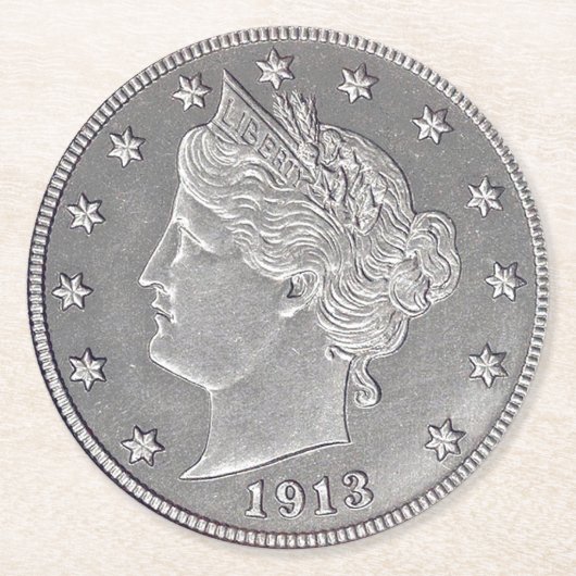1913 Nickel-Papier-Untersetzer mit dem Leiter der Runder Pappuntersetzer (Vorderseite)