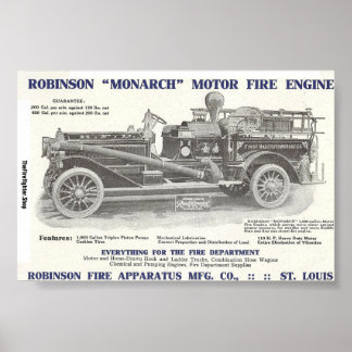 1913 Robinson "Monarch" Motor Fire Motor Poster