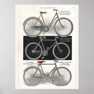 1913 Vintage Damen Premier Fahrrad Werbeplakat Poster