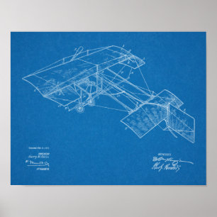 1913 Vintage Flugzeug Patent Kunst Zeichnung Druck Poster