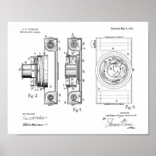 1913 Vintage Kamera Patent Kunst Zeichnung Druck Poster