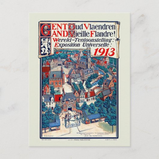 1913 Weltausstellung Gent Old Flanders Historisch Postkarte (Vorderseite)