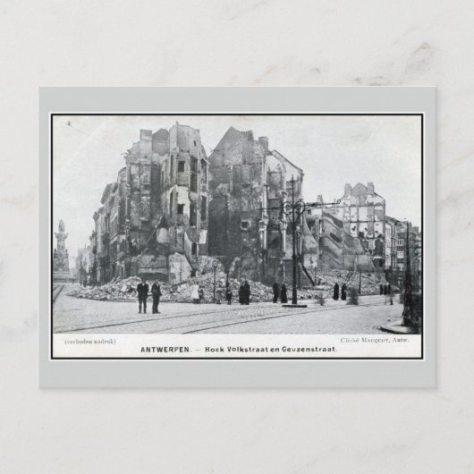 1914 Bombenangriff auf Volkstraat in Antwerpen Postkarte (Vorderseite)