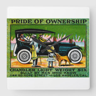 1914 Chandler Automobile Poster Quadratische Wanduhr