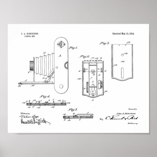 1914 Faltkamera Patent Art Zeichnend Druck Poster (Vorne)