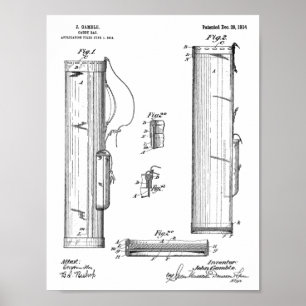 1914 Golf Caddy Club Bag Design Patent Art Print Poster