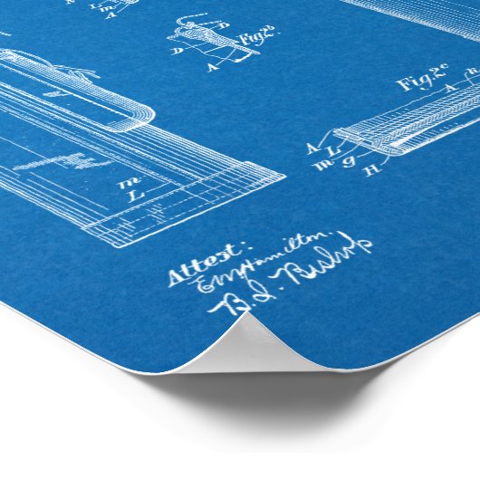 1914 Golf Caddy Club Bag Design Patent Art Print Poster (Ecke)