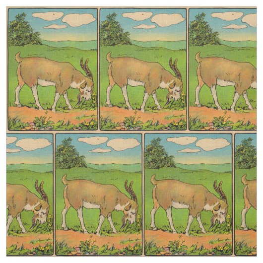 1914 Grazing billygoat Illustration Stoff (Muster)