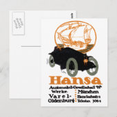 1914 Hansa Automobile Postkarte (Vorne/Hinten)
