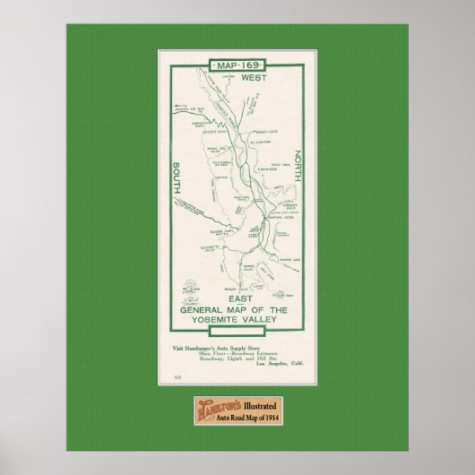 1914 Karte des Yosemite Valley Poster (Vorne)