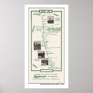 1914 Karte, Niederländisch Flat to Truckee - Poste Poster