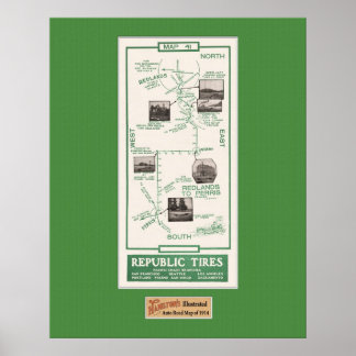 1914 Karte, Redlands nach Perris Poster