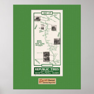 1914 Karte, San Jose zu Soquel Poster