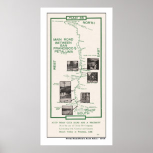 1914 Karte, SF zu Petaluma Poster