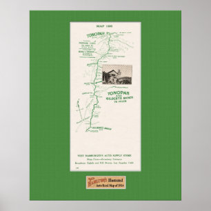 1914 Karte, Tonopah zu Gilberts Ranch Poster