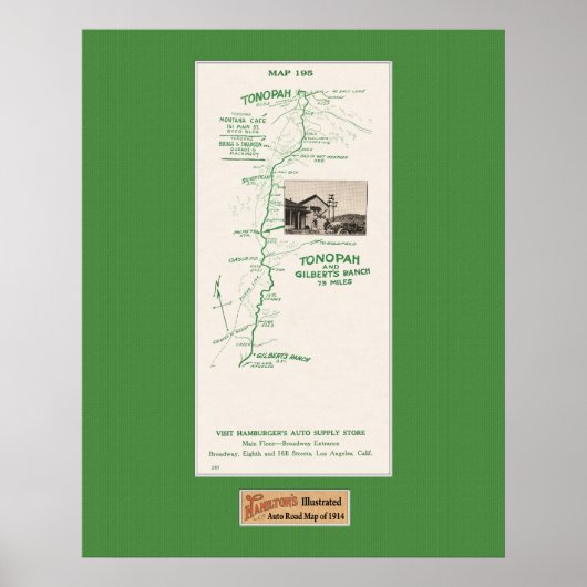 1914 Karte, Tonopah zur Gilbert's Ranch Poster (Vorne)