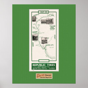 1914 Karte, Truckee bis Verdi Poster
