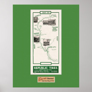 1914 Karte, Truckee bis Verdi Poster