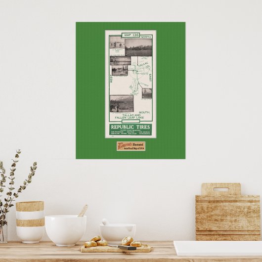 1914 Map, Fallen Leaf Lake und Tallac Poster (Küche)