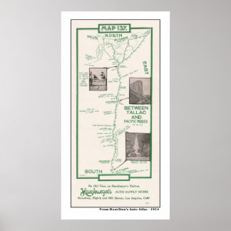 1914 Map, Tahoe, Pacific House bis Tallac Poster