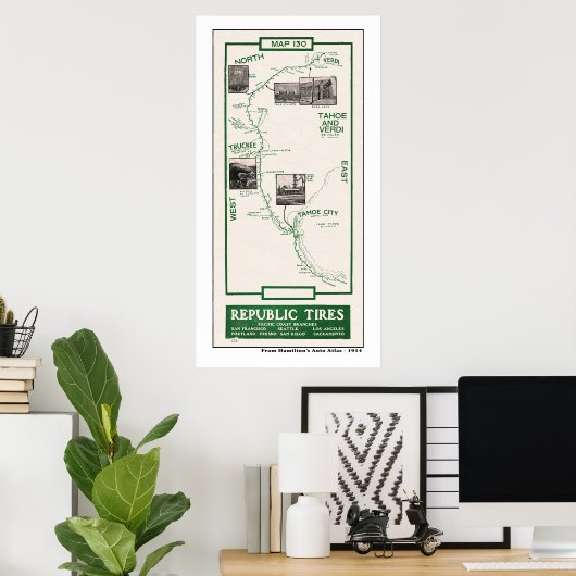 1914 Map, Truckee to Verdi Poster (Heimbüro)