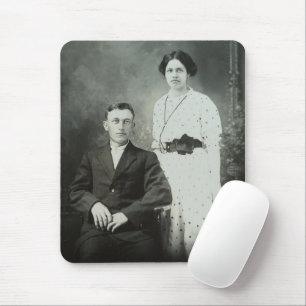 1914 Mr. & Mrs Hill RPPC B&W Foto Couple Image Mousepad