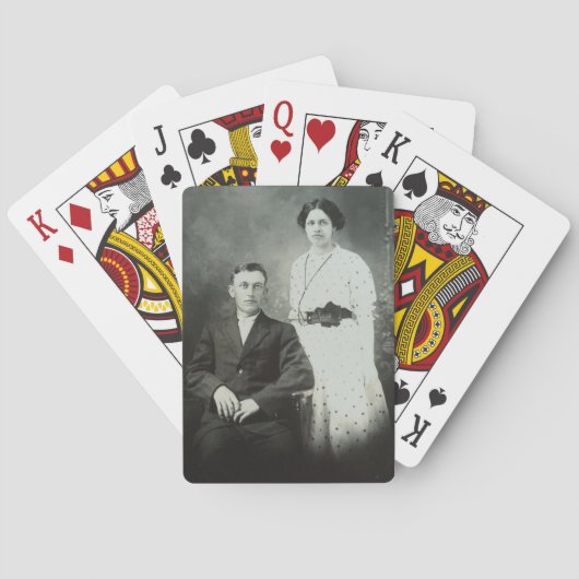 1914 Mr. & Mrs Hill RPPC B&W Foto Couple Image Spielkarten (Rückseite)