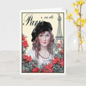 1914! PARIS IN THE SUMMER" CUSTOM FRENCH GREETING KARTE (Gelbe Blume)